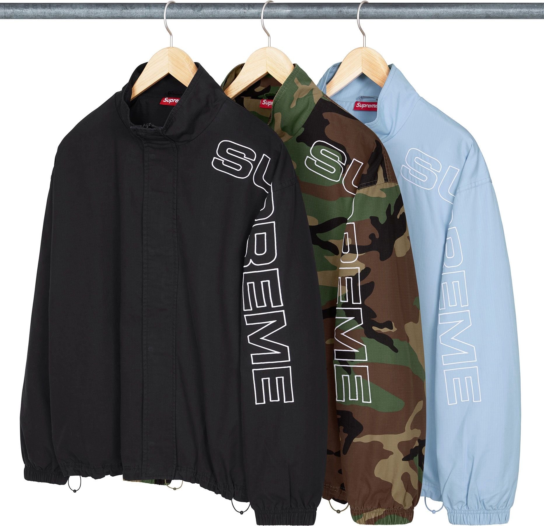 Spellout Embroidered Ripstop Track Jacket